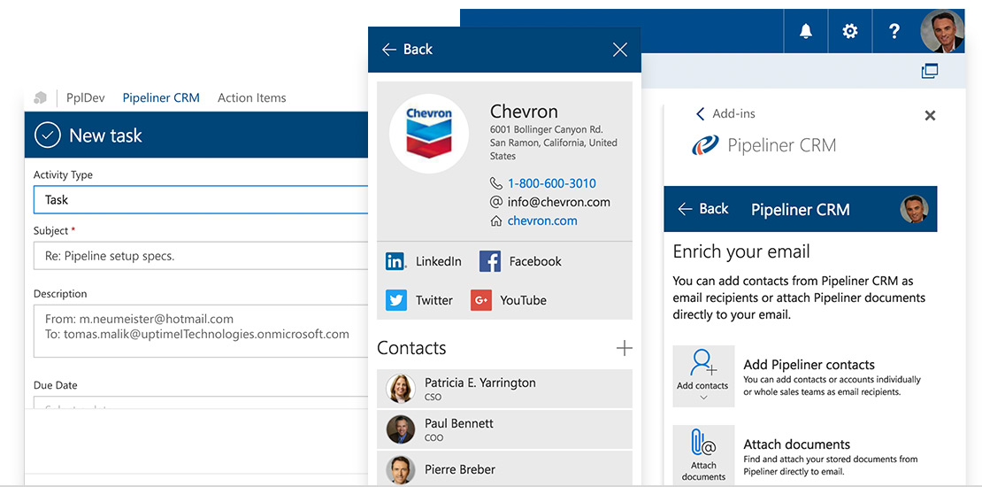 Outlook-Landing-email-and-appointments Email client, customer or prospect add other contacts and sales members from CRM