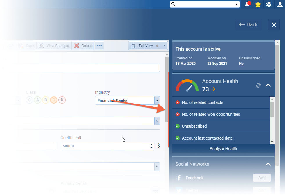 Account management using account health in Coevera