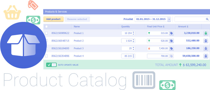 crm-for-finance-product-catalog Manage product catalog in Coevera