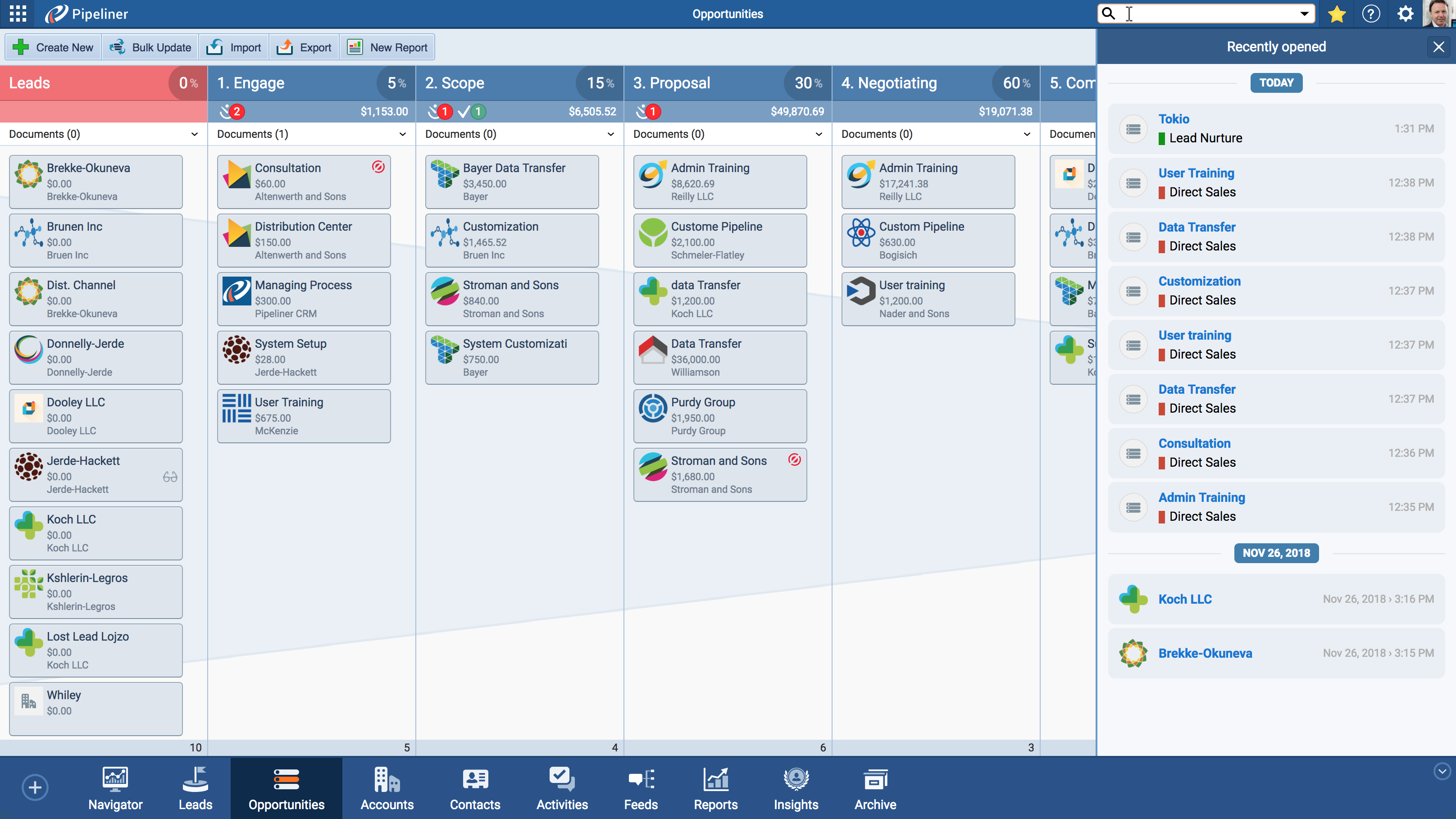 recently-opened-records Opened Records in Sales CRM