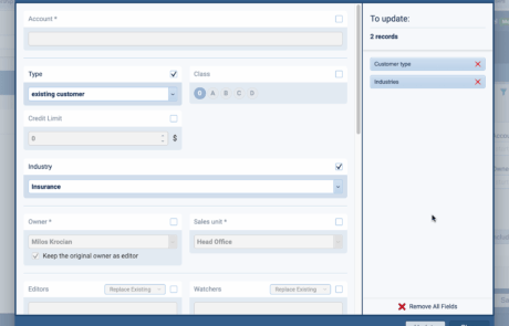 Bulk update to change data in Coevera