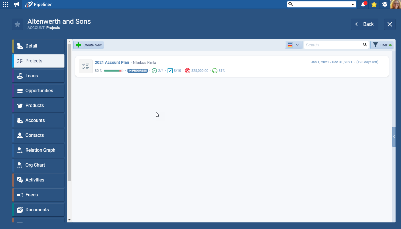 Account planning feature in Coevera Account planning feature