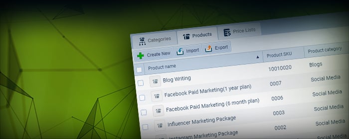 Coevera products and price lists features