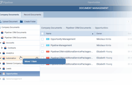 Document management feature in Coevera