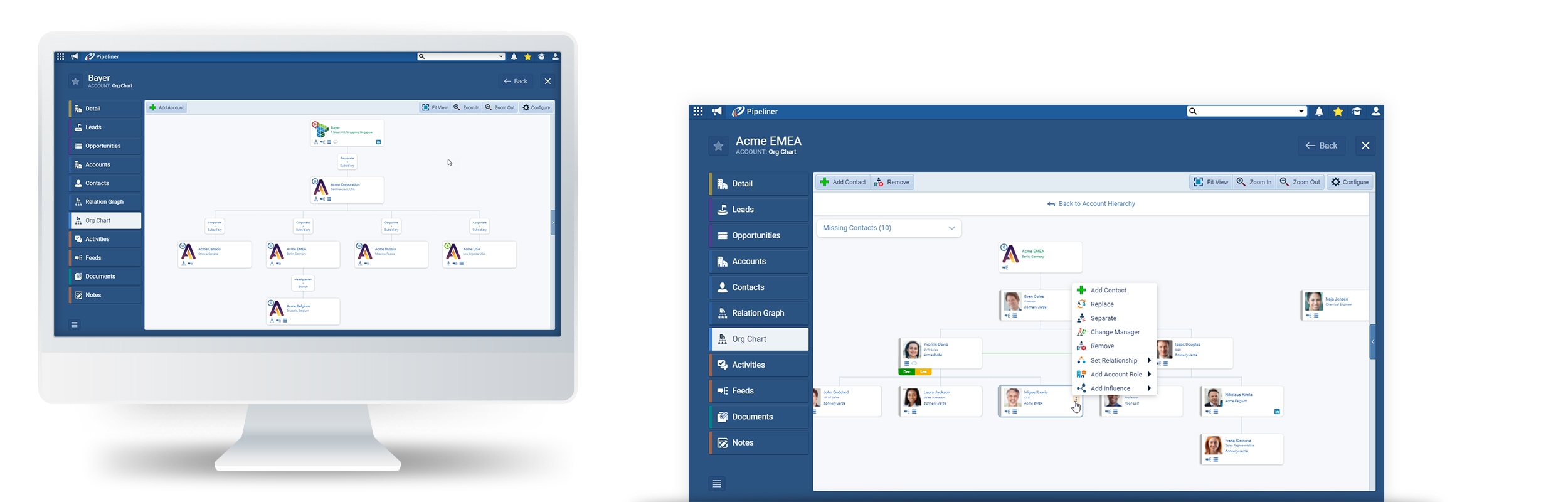Sales CRM, Relationship Mapping and Org Chart