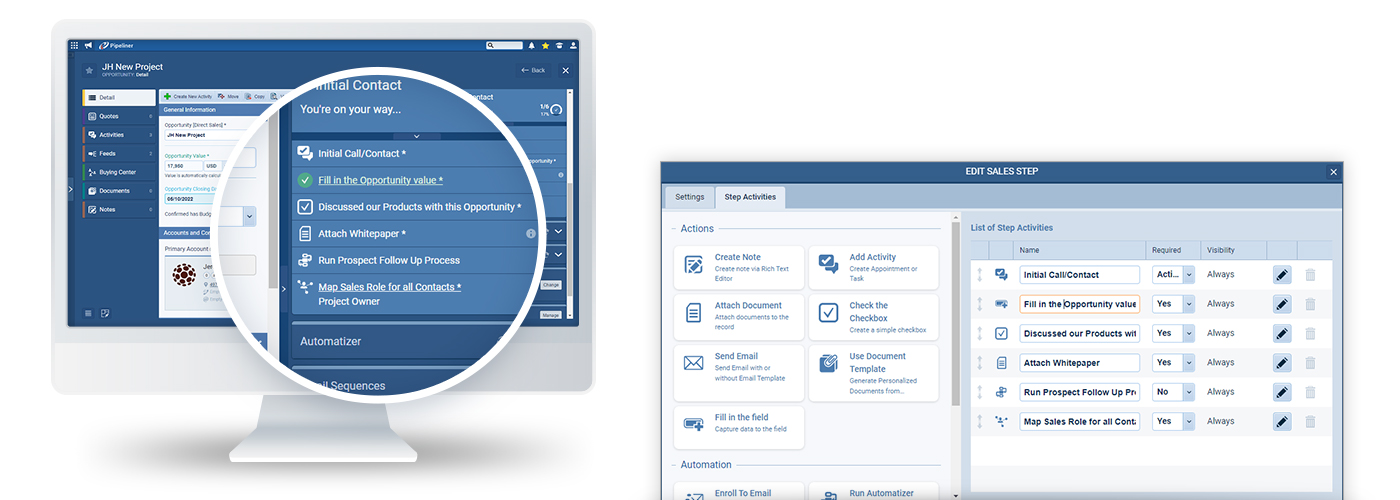 Sales CRM Sales Step Activities