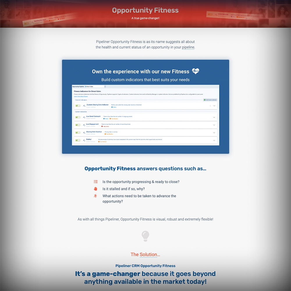 Opportunity Fitness › Coevera Opportunity Fitness is as its name suggests all about the health and current status of an opportunity in your pipeline.