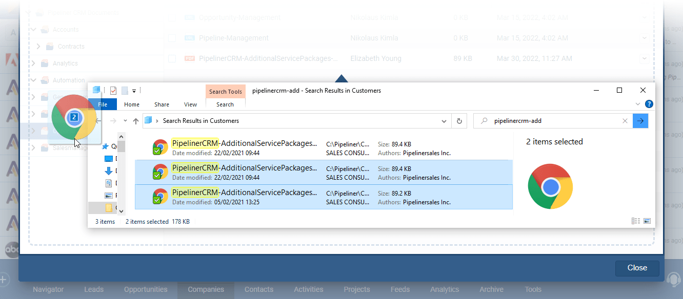 Document management feature in Coevera