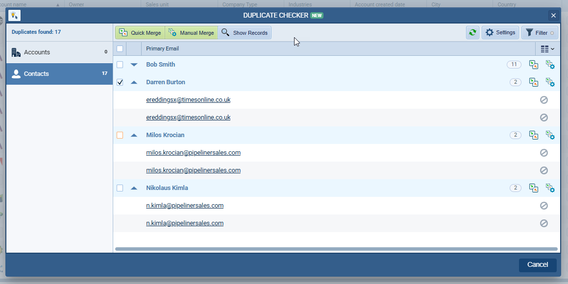 Duplicate checker in Coevera
