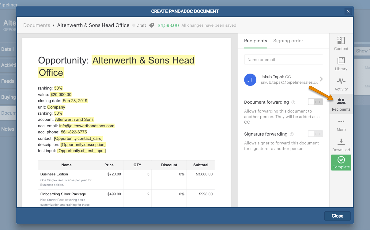 Enable the use of PandaDoc integration in Coevera