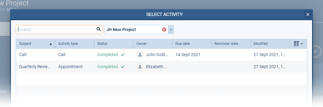 Using the sales activities checklist for opportunities