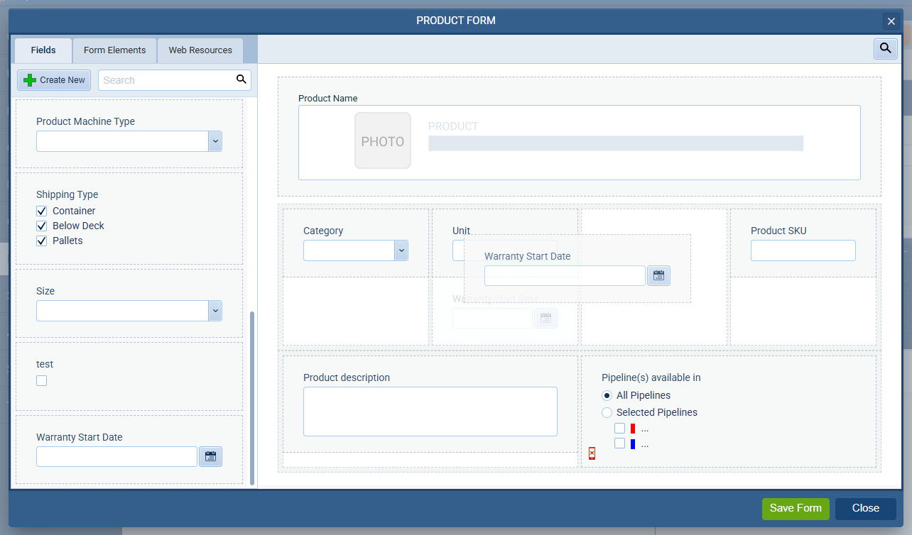 Custom Products and services Catalog CRM feature