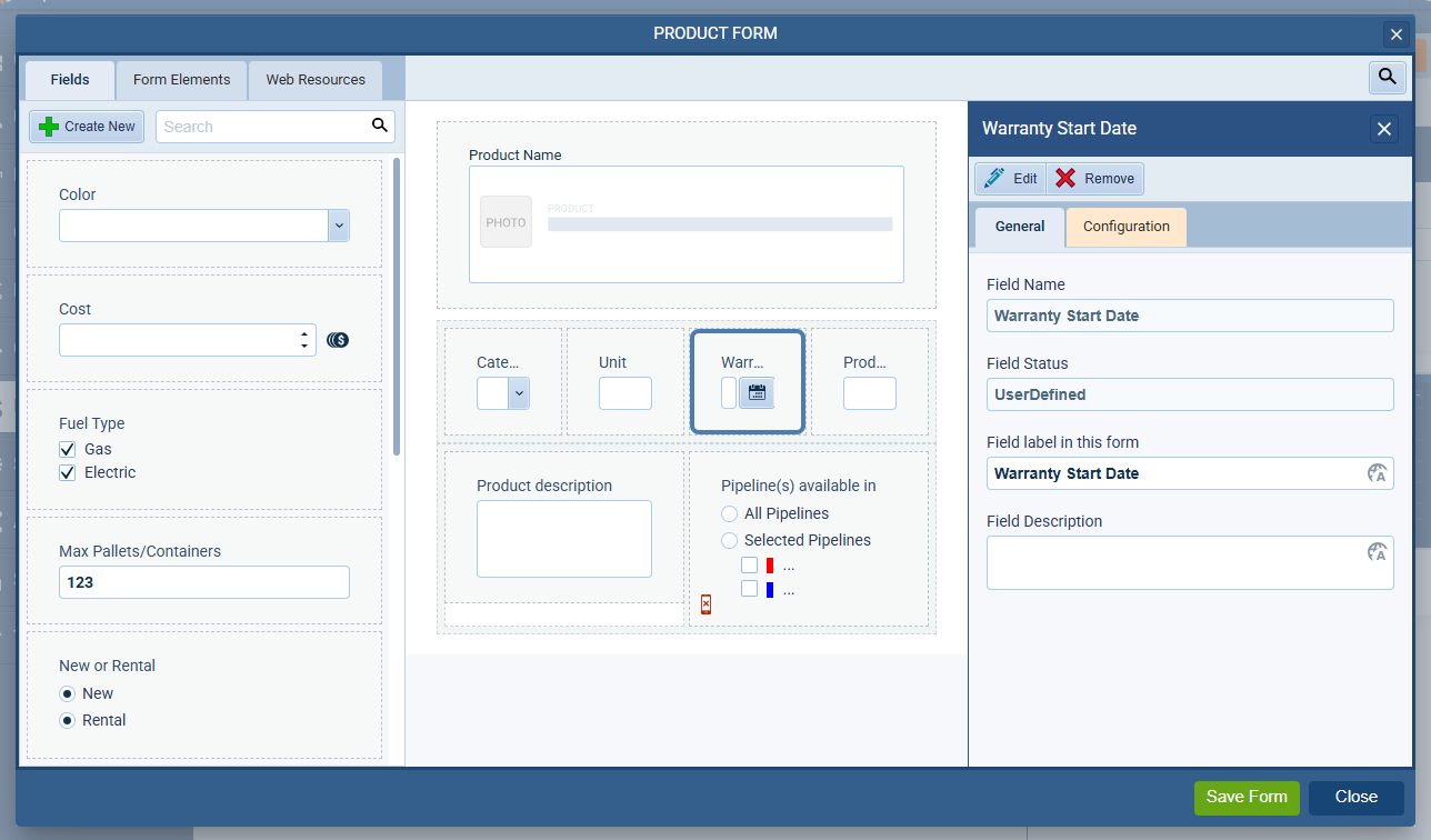 Custom Products and services Catalog CRM feature