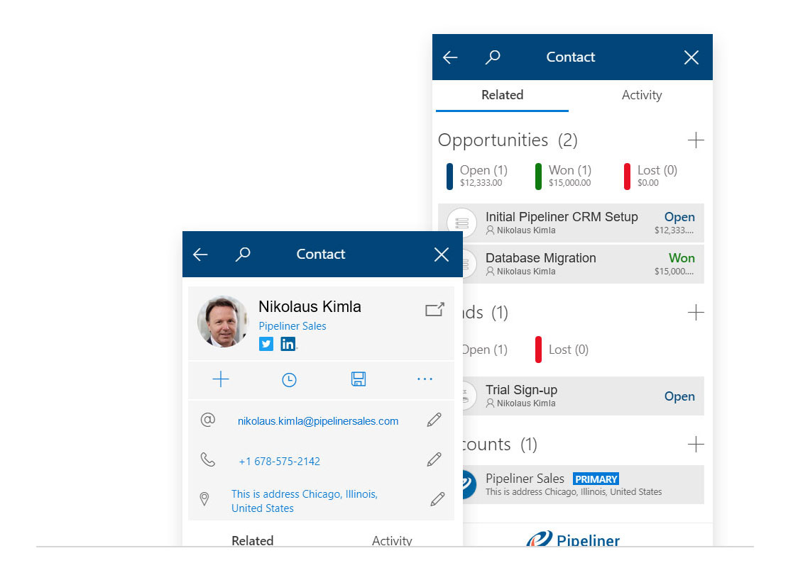 Coevera contact information and other data in the MS Outlook Add-in.