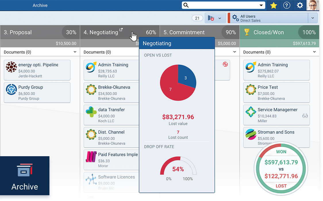 pipeliner-crm-archive-03 Coevera archive feature