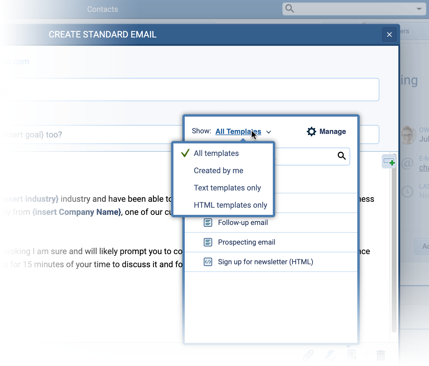 Creating and using email templates in Coevera