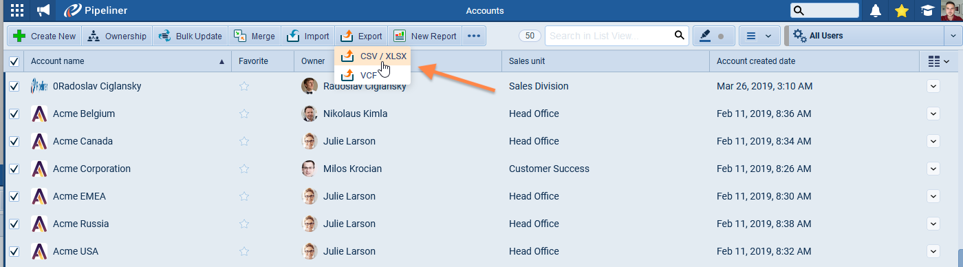 Export data into Coevera