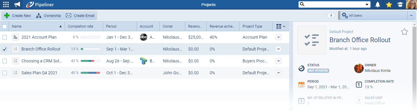 screenshot-project-management-using-projects-in-pipeliner-2021-08-001-crop-2000 Project management feature using Projects in Coevera