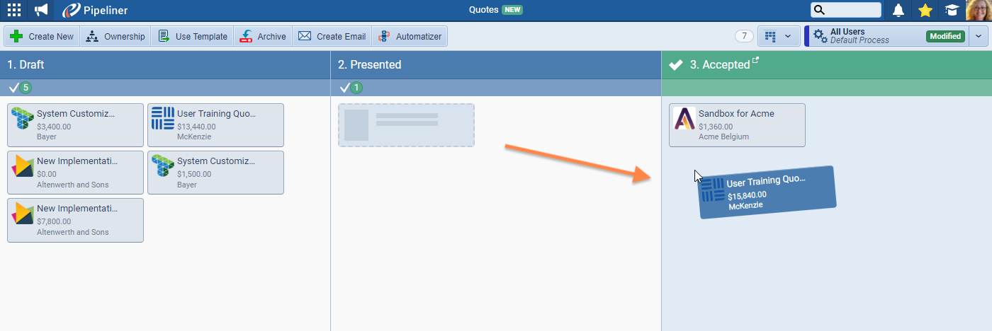 CRM quote feature
